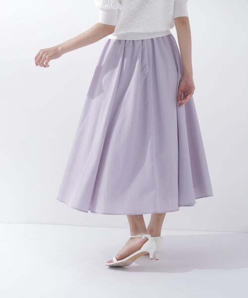 スカート 追加生産/低身長サイズ「ちょうど、いい服」ふんわり春風フレアスカートの画像