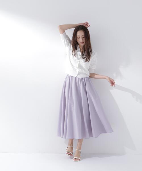 スカート 追加生産/低身長サイズ「ちょうど、いい服」ふんわり春風フレアスカートの画像