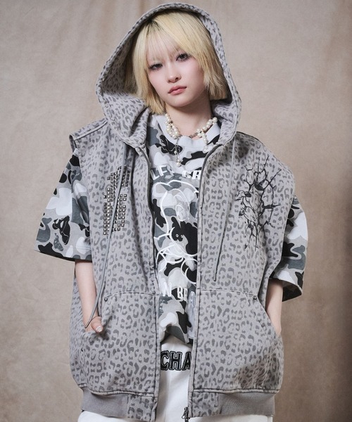 【新品タグ付】Just Cavalli レオパード パネル ジップパーカー L GALFY（ガルフィー） パーカー ガチだりぃパーカー/レオパード ジップ