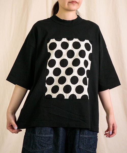 prit（プリット） tシャツ 空紡天竺×プリント 5分袖フレームTシャツ