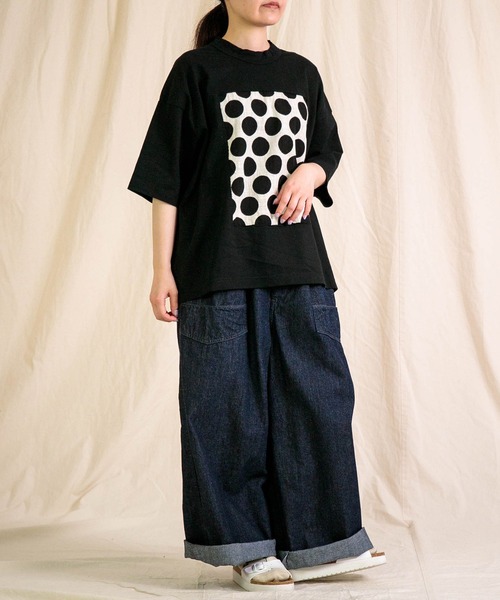 prit（プリット） tシャツ 空紡天竺×プリント 5分袖フレームTシャツ 