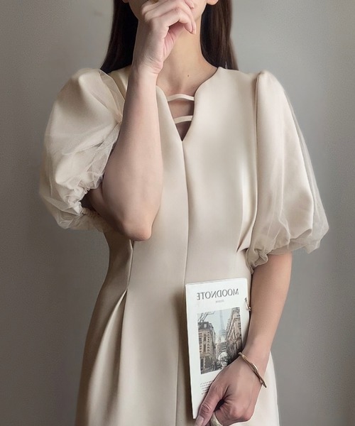 「FILLOU」 半袖ワンピース MEDIUM アイボリー レディース_画像2