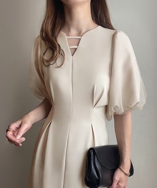 「FILLOU」 半袖ワンピース MEDIUM アイボリー レディース_画像3