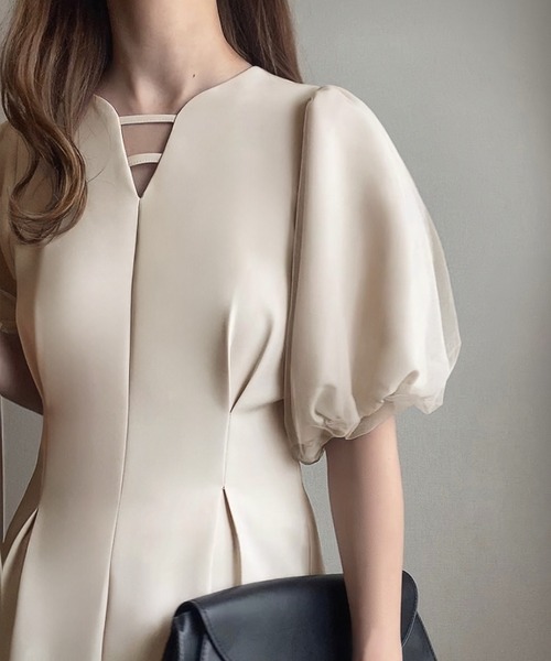 「FILLOU」 半袖ワンピース MEDIUM アイボリー レディース_画像4