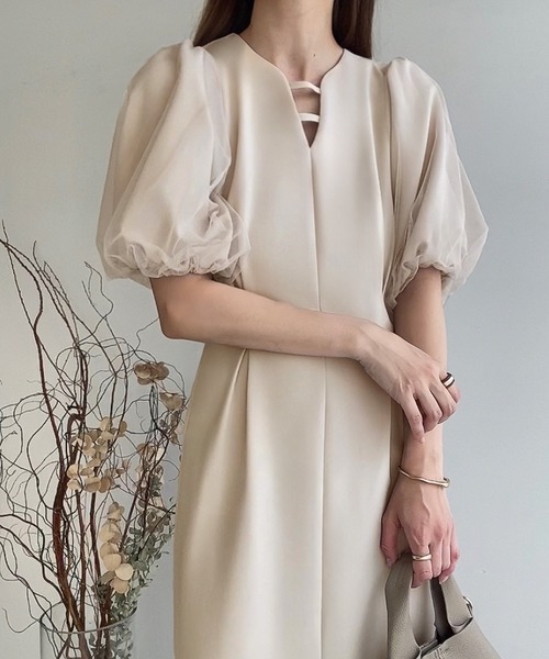 「FILLOU」 半袖ワンピース MEDIUM アイボリー レディース_画像5