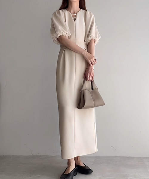 「FILLOU」 半袖ワンピース MEDIUM アイボリー レディース_画像6