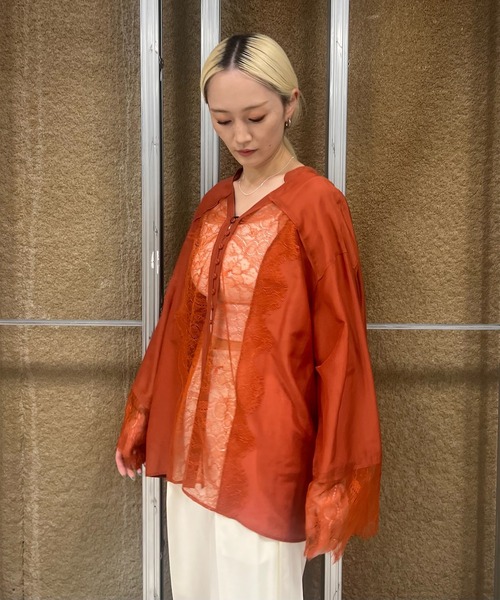 Ameri（アメリ） tシャツ 「 ZOZOTOWN限定 」 SHEER COTTON SILK LACE