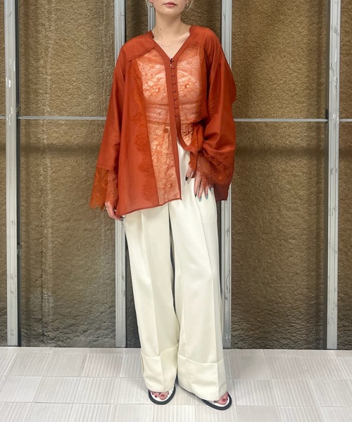 Ameri（アメリ） tシャツ 「 ZOZOTOWN限定 」 SHEER COTTON SILK LACE