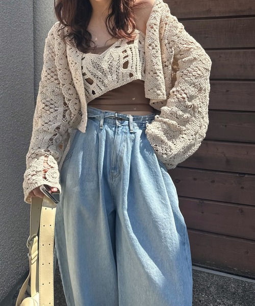 カーディガン multi panel crochet knit レディース | WILLFULLY | 06