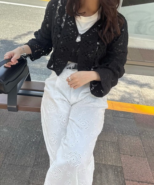 カーディガン multi panel crochet knit レディース | WILLFULLY | 11