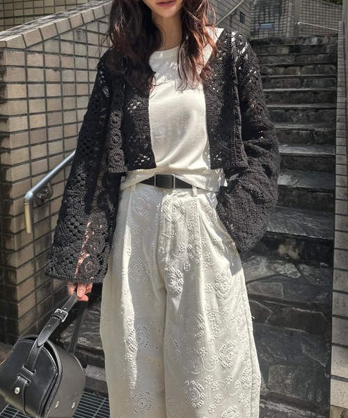 カーディガン multi panel crochet knit レディース | WILLFULLY | 14