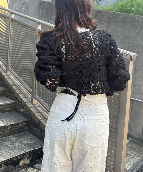 カーディガン multi panel crochet knit レディース | WILLFULLY | 16