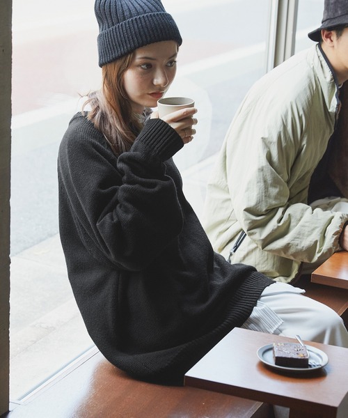 「THE CRAFT CREW PRODUCTS」 長袖ニット L グレイッシュベージュ メンズ_画像8