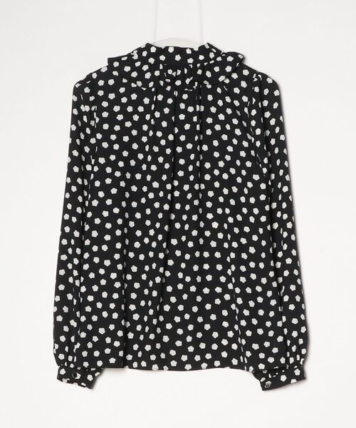 「kate spade new york」 ドット柄長袖ブラウス X-SMALL ブラック レディース_画像2