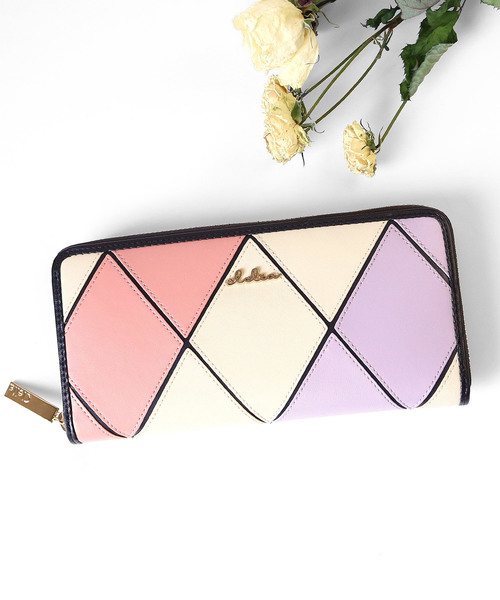 Clelia（クレリア） 財布 マルチカラーダイヤ柄ラウンドファスナー長