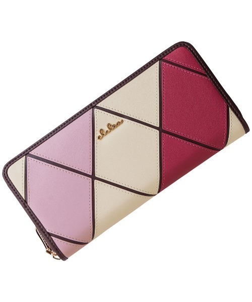 Clelia（クレリア） 財布 マルチカラーダイヤ柄ラウンドファスナー長