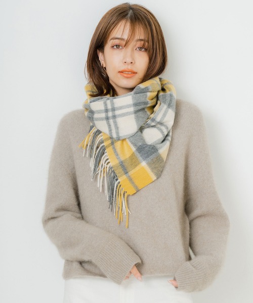 macocca マコッカ カシミア100 ストール　チェック macocca（マコッカ） カシミヤ 100% 大判 チェック ストール 200cm