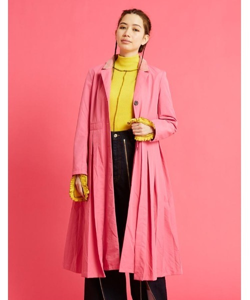コート チェスターコート Nylon pleat long jacket レディース