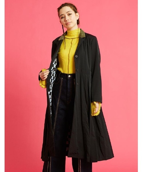 コート チェスターコート Nylon pleat long jacket レディース_2
