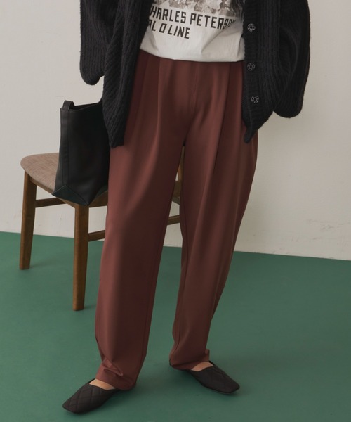 パンツ スラックス マイクロポンチカラーパンツ/ 低身長向けSサイズ有