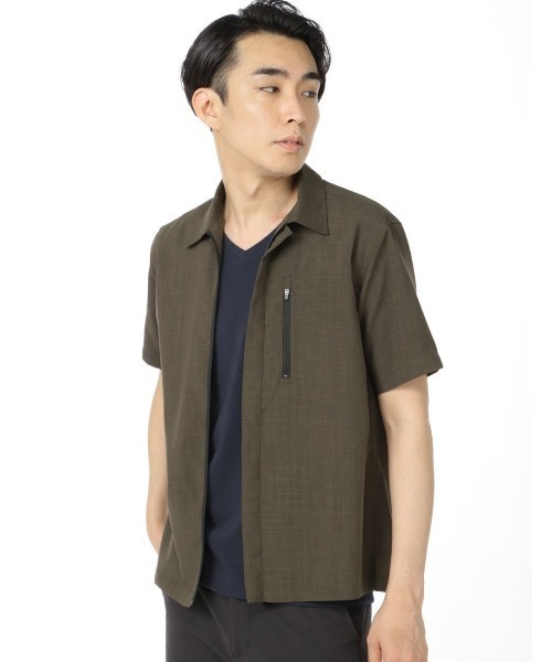 renoma HOMME シャツ レノマ オム フルZIP比翼 半袖シャツ