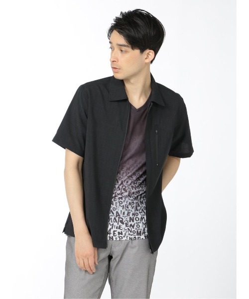 renoma⚪︎トップス renoma HOMME シャツ レノマ オム フルZIP比翼 半袖シャツ