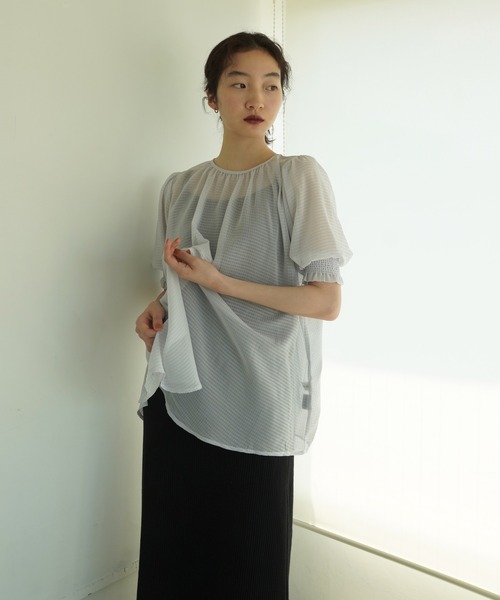 tシャツ 異素材ドッキング フレンチトップス TINA：JOJUN レディース TINA：JOJUN tシャツ 異素材ドッキング フレンチトップス