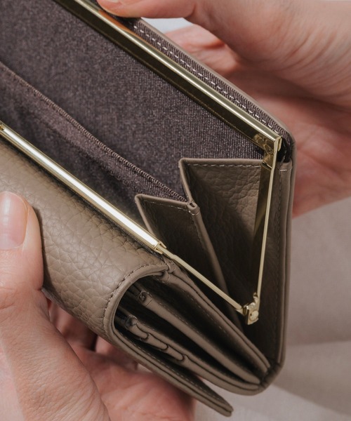 MURA（ムラ） 財布 エコレザー 日本製スナップボタン 牛本革 がま口 長