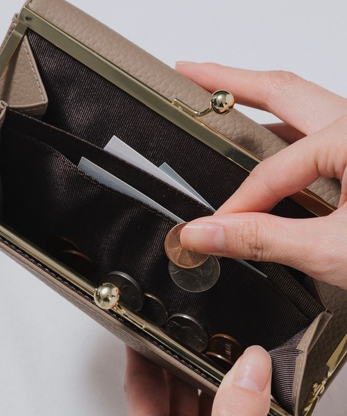 MURA（ムラ） 財布 エコレザー 日本製スナップボタン 牛本革 がま口 長