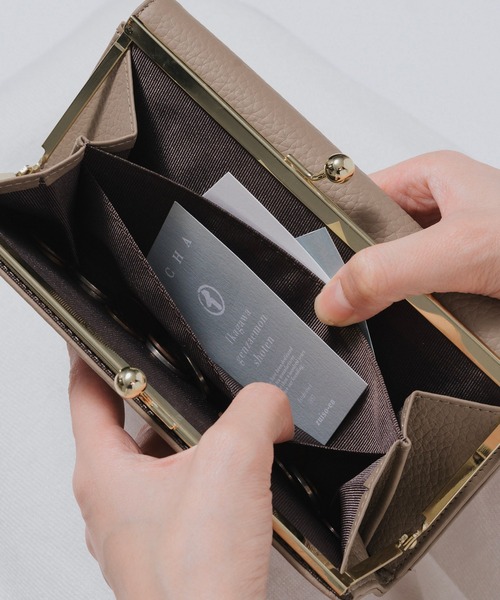 MURA（ムラ） 財布 エコレザー 日本製スナップボタン 牛本革 がま口 長