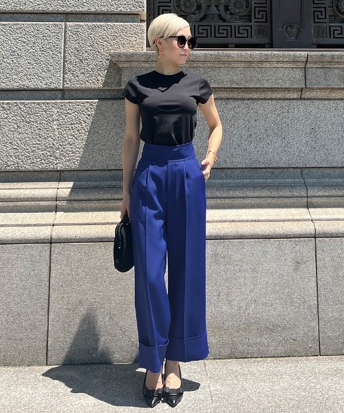 パンツ 日本製フロントタックワイドパンツ レディース