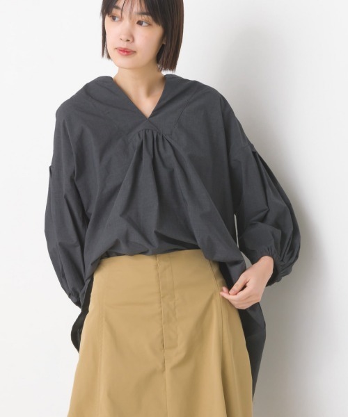 ブラウス シャツ 「洗える」スキッパーオータムシャツ レディース OMNES（ファッション） ブラウス シャツ スキッパーボリューム6