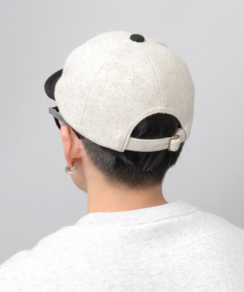 Basiquenti キャップ 帽子 バイカラー メルトン ショートバイザー
