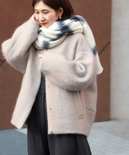 VERMEIL par iena シャギークルーネックショートコート