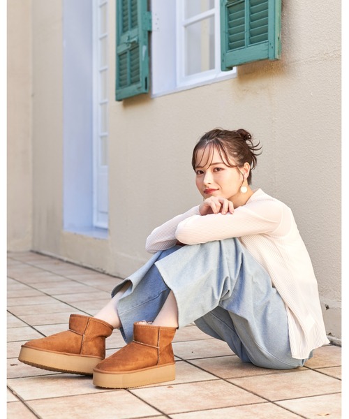 Realta（レアルタ） ブーツ 5cm厚底ソール筒丈13cmムートンブーツ