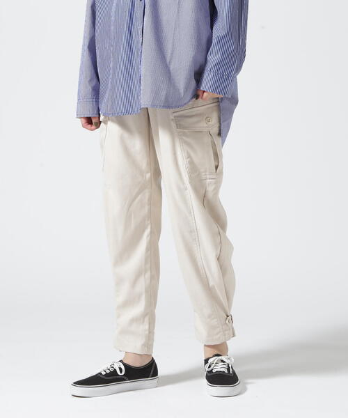 AVIREX Belle ホワイト リネン混紡 カーゴパンツ WEB LIMITED Belle LINE》LACE CARGO PANTS/レースカーゴパンツ
