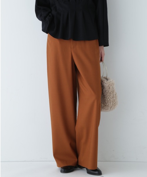 human woman（ヒューマンウーマン） パンツ 先染めツイルストレッチ