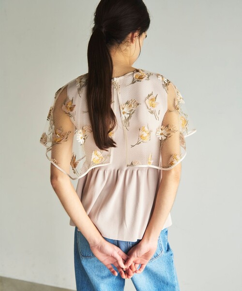 グレースコンチネンタル　レース刺繍　ケープ　ニット GRACE CONTINENTAL ニット セーター 刺繍ケープニットトップ