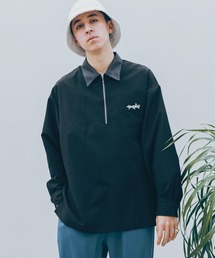 シャツ オーバーサイズ/ハーフジップワンポイント刺繍ルーズシャツ メンズ｜ZOZOTOWN Yahoo!店
