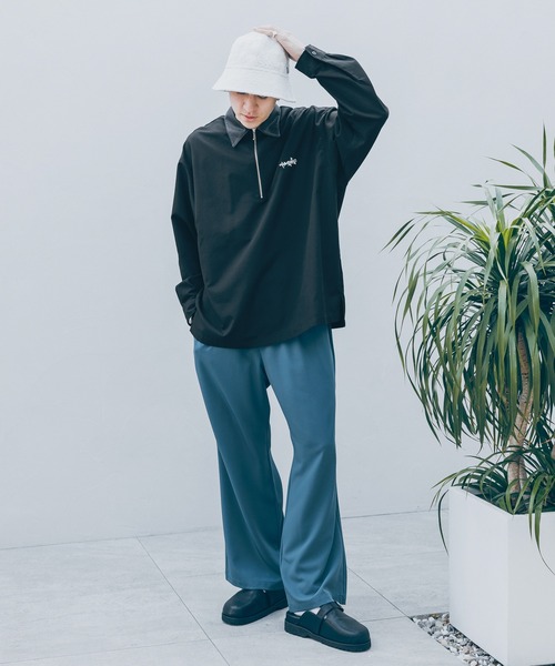 オーバーサイズジッパーシャツ Nilway シャツ 刺繍デザイン オーバーサイズ ドレープレギュラー