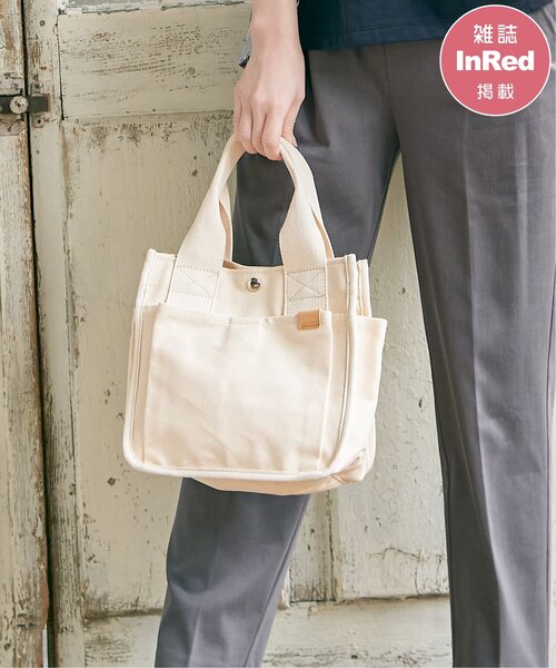 ikka（イッカ） トートバッグ 帆布サイドポケット仕切り手提げトート