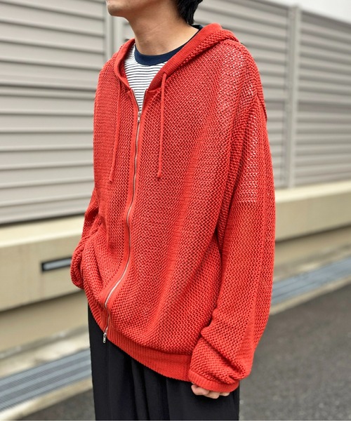 CPCM カーディガン メッシュニットジップパーカー メンズ