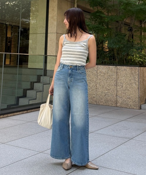 現行 美品 アルページュストーリー ワイドデニムパンツ M ライトブルー ライトブルーワイドデニムパンツ | レディースファッション通販