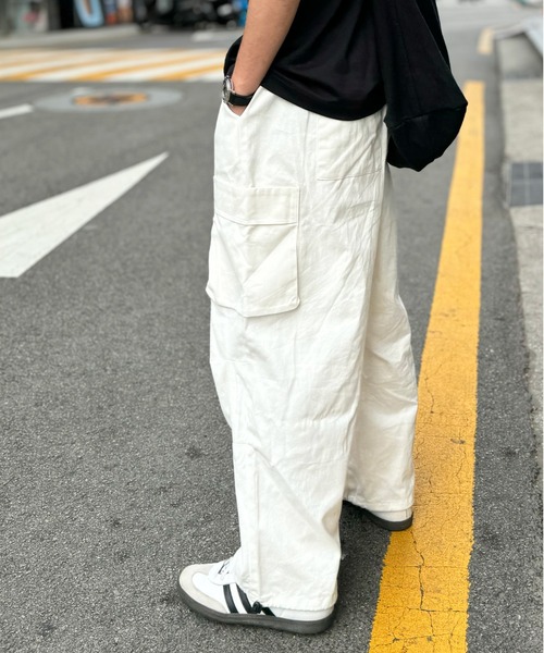 洗える！白カーゴパンツ XLサイズ CERCA カーゴパンツ パラシュートドローコードワイドカーゴ