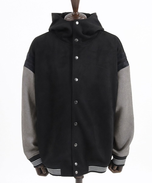 カンビオ　フィルコッド　ボアジャケット　スタジャン 50%OFF【CAMBIO(カンビオ)】Back Brushed Sweat Hooded Studium Jacket