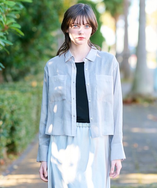 ブラウス シャツ コットンシアークロップドシャツ/シアーシャツ/夏服/羽織り レディース DRESSTERIOR ブラウス シャツ シアークロップドシャツ