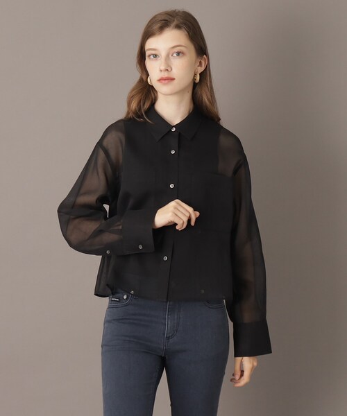 ブラウス シャツ シアー クロップドシャツ レディース DRESSTERIOR ブラウス シャツ シアークロップドシャツ