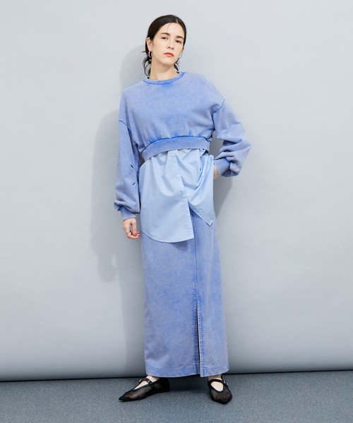 スウェット 「セットアップ対応」2WAYピグメントスウェットプル  