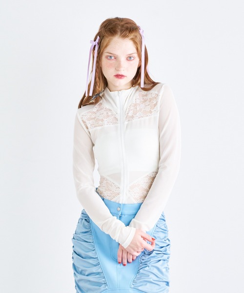 8 By YOOX SATIN LACE-TRIM BODYSUIT | ボディスーツ
