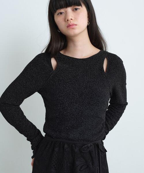 tシャツ cut−out lame top レディース